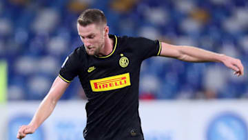 NAPLES, ITALY - JANUARY 06: Milan Skriniar of FC Internazionale on action ,during the Serie A match between SSC Napoli and FC Internazionale at Stadio San Paolo on January 6, 2020 in Naples, Italy. (Photo by MB Media/Getty Images)