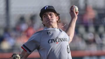 Cincinnati junior Evan Shawver pitches against Clemson. The Greenville News.