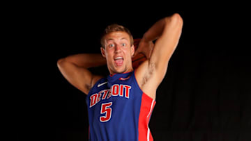GREENBURGH, NY - AUGUST 11: Luke Kennard of the Detroit Pistons poses for a portrait during the 2017 NBA Rookie Photo Shoot at MSG Training Center on August 11, 2017 in Greenburgh, New York. NOTE TO USER: User expressly acknowledges and agrees that, by downloading and or using this photograph, User is consenting to the terms and conditions of the Getty Images License Agreement. (Photo by Elsa/Getty Images)