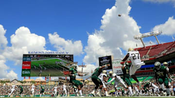 TAMPA, FL - SEPTEMBER 08: Pressley Harvin III #27 of the Georgia Tech Yellow Jackets punts during a game against the South Florida Bulls at Raymond James Stadium on September 8, 2018 in Tampa, Florida. (Photo by Mike Ehrmann/Getty Images)
