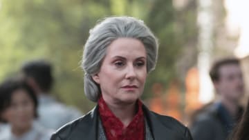 Megan Mullally as Alecto in Percy Jackson and the Olympians. Image: Disney+.
