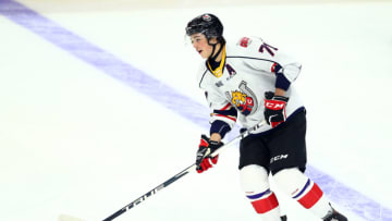 HAMILTON, ON - JANUARY 16: Tyson Foerster #71 of Team White skates during warm up for the 2020 CHL/NHL Top Prospects Game against Team Red at FirstOntario Centre on January 16, 2020 in Hamilton, Canada. (Photo by Vaughn Ridley/Getty Images)