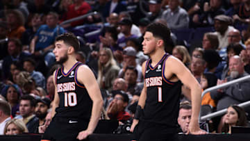 Phoenix Suns Devin Booker Ty Jerome (Photo by Michael Gonzales/NBAE via Getty Images)