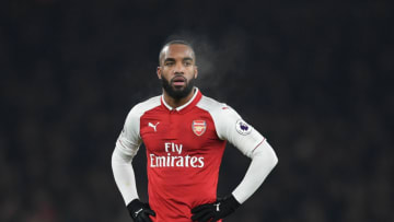 LONDON, ENGLAND - DECEMBER 02: Alexandre Lacazette of Arsenal shows his disappointment during the Premier League match between Arsenal and Manchester United at Emirates Stadium on December 2, 2017 in London, England. (Photo by Laurence Griffiths/Getty Images)