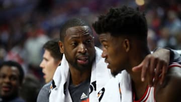 CHICAGO, UNITED STATES - NOVEMBER 8: Dwyane Wade (L) and Jimmy Butler (R) during a NBA game between Chicago Bulls and Orlando Magic at the United Center in Chicago, Illinois, United States on November 8, 2016. (Photo by Bilgin S. Sasmaz/Anadolu Agency/Getty Images)