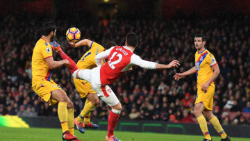 LONDON, ENGLAND - JANUARY 01: Olivier Giroud of Arsenal scores the opening goal during the Premier League match between Arsenal and Crystal Palace at the Emirates Stadium on January 1, 2017 in London, England. (Photo by Shaun Botterill/Getty Images)