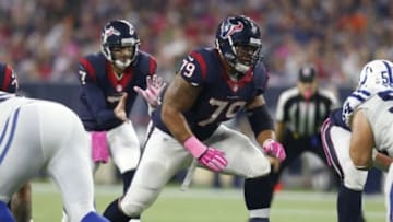 Oct 8, 2015; Houston, TX, USA; Houston Texans guard Brandon Brooks (79) in action against the Indianapolis Colts at NRG Stadium. Mandatory Credit: Matthew Emmons-USA TODAY Sports