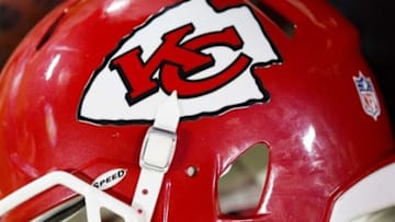 Aug 30, 2012; Green Bay, WI, USA; Kansas City Chiefs helmets during the game against the Green Bay Packers at Lambeau Field. The Packers defeated the Chiefs 24-3. Mandatory Credit: Jeff Hanisch-USA TODAY Sports