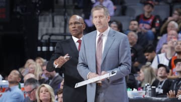SACRAMENTO, CA - MARCH 4: Head coach Jeff Hornacek of the New York Knicks coaches against the Sacramento Kings on March 4, 2018 at Golden 1 Center in Sacramento, California. Copyright 2018 NBAE (Photo by Rocky Widner/NBAE via Getty Images)