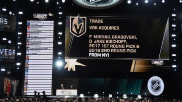 LAS VEGAS, NV - JUNE 21: A trade is announced between the Las Vegas Golden Knights and the New York Islanders during the 2017 NHL Awards and Expansion Draft at T-Mobile Arena on June 21, 2017 in Las Vegas, Nevada. (Photo by Ethan Miller/Getty Images)