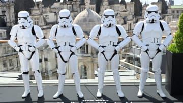 LONDON, ENGLAND - MAY 12: Stormtroopers attend the "Obi-Wan Kenobi" photocall at the Corinthia Hotel London on May 12, 2022 in London, England. (Photo by Karwai Tang/WireImage)