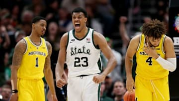 CHICAGO, ILLINOIS - MARCH 17: Xavier Tillman #23 of the Michigan State Spartans reacts in the second half against the Michigan Wolverines during the championship game of the Big Ten Basketball Tournament at the United Center on March 17, 2019 in Chicago, Illinois. (Photo by Dylan Buell/Getty Images)