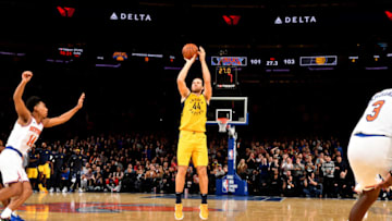 NEW YORK, NY - OCTOBER 31: Bojan Bogdanovic #44 of the Indiana Pacers shoots the ball against the New York Knicks on October 31, 2018 at Madison Square Garden in New York City, New York. NOTE TO USER: User expressly acknowledges and agrees that, by downloading and or using this photograph, User is consenting to the terms and conditions of the Getty Images License Agreement. Mandatory Copyright Notice: Copyright 2018 NBAE (Photo by Jesse D. Garrabrant/NBAE via Getty Images)