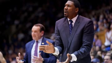 Duke basketball head coach Mike Krzyzewski and Associate Head Coach Nate James.