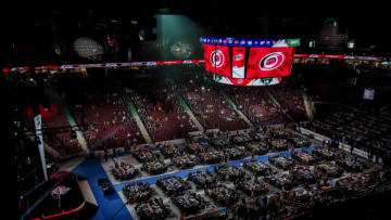 NHL draft floor prior to the Carolina Hurricanes pick (Photo by Jonathan Kozub/NHLI via Getty Images)
