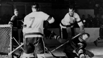 Gordie Howe #9 of the Detroit Red Wings (Photo by Bruce Bennett Studios via Getty Images Studios/Getty Images)