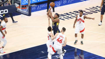 INDIANAPOLIS, INDIANA - JANUARY 25: Myles Turner #33 of the Indiana Pacers NOTE TO USER: User expressly acknowledges and agrees that, by downloading and or using this photograph, User is consenting to the terms and conditions of the Getty Images License Agreement. (Photo by Andy Lyons/Getty Images)