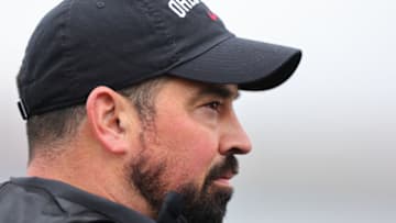 EVANSTON, ILLINOIS - NOVEMBER 05: Head coach Ryan Day of the Ohio State Buckeyes looks on prior to the game against the Northwestern Wildcats at Ryan Field on November 05, 2022 in Evanston, Illinois. (Photo by Michael Reaves/Getty Images)