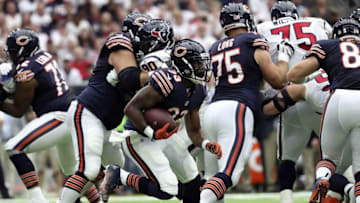 Sep 11, 2016; Houston, TX, USA; Chicago Bears running back Jeremy Langford (33) runs with the ball during the first quarter against the Houston Texans at NRG Stadium. Mandatory Credit: Kevin Jairaj-USA TODAY Sports