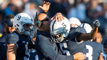 UNIVERSITY PARK, PA - SEPTEMBER 30: Head coach James Franklin of the Penn State Nittany Lions and Trace McSorley