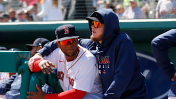 FORT MYERS, FLORIDA - FEBRUARY 29: Alex Verdugo #99 of the Boston Red Sox looks on against the New York Yankees during a Grapefruit League spring training game at JetBlue Park at Fenway South on February 29, 2020 in Fort Myers, Florida. (Photo by Michael Reaves/Getty Images)