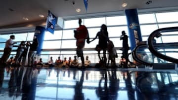 Jun 27, 2014; Philadelphia, PA, USA; Hockey fans arrive for the first round of the 2014 NHL Draft at Wells Fargo Center. Mandatory Credit: Bill Streicher-USA TODAY Sports