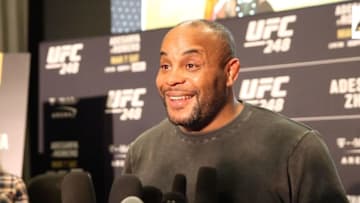 Daniel Cormier speaks to the media after being honored for passing 50 USADA tests, without issue. (photo by Amy Kaplan/FanSided)