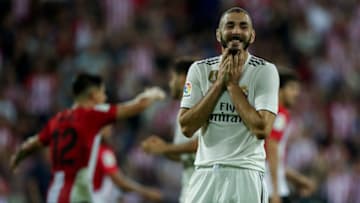 BILBAO, SPAIN - SEPTEMBER 15: Karim Benzema of Real Madrid CF during the La Liga Santander match between Athletic de Bilbao v Real Madrid at the Estadio San Mames on September 15, 2018 in Bilbao Spain (Photo by David S. Bustamante/Soccrates/Getty Images)