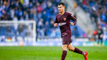FC Barcelona midfielder Philippe Coutinho (14) during the match between RCD Espanyol vs FC Barcelona, for the round 22 of the Liga Santander, played at Cornella -El Prat Stadium on 4th February 2018 in Barcelona, Spain. -- (Photo by Urbanandsport/NurPhoto via Getty Images)