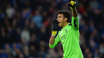 CARDIFF, WALES - DECEMBER 26: Goalkeeper Paulo Gazzaniga of Southampton shouts instructions during the Barclays Premier League match between Cardiff City and Southampton at Cardiff City Stadium on December 26, 2013 in Cardiff, Wales. (Photo by Christopher Lee/Getty Images)