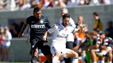 Jul 26, 2014; Berkeley, CA, USA; Real Madrid forward Isco (23) works the ball on the sideline during the second half against the Inter Milan in the first round of the Guinness International Champions Cup at California Memorial Stadium. Mandatory Credit: Bob Stanton-USA TODAY Sports