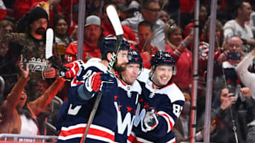 Evgeny Kuznetsov, Tom Wilson, Nicklas Backstrom, Washington Capitals Mandatory Credit: Brad Mills-USA TODAY Sports