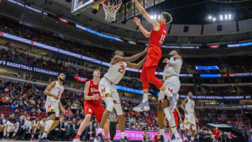 CHICAGO, IL - MARCH 14: Nebraska Cornhuskers forward Isaiah Roby (15) goes up for a shot during a Big Ten Tournament game between the Nebraska Cornhuskers and the Maryland Terrapins on March 14, 2019, at the United Center in Chicago, IL. (Photo by Patrick Gorski/Icon Sportswire via Getty Images)