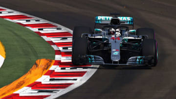 SINGAPORE - SEPTEMBER 14: Lewis Hamilton of Great Britain driving the (44) Mercedes AMG Petronas F1 Team Mercedes WO9 on track during practice for the Formula One Grand Prix of Singapore at Marina Bay Street Circuit on September 14, 2018 in Singapore. (Photo by Lars Baron/Getty Images)