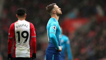 SOUTHAMPTON, ENGLAND - DECEMBER 10: Aaron Ramsey of Arsenal reacts following the Premier League match between Southampton and Arsenal at St Mary's Stadium on December 9, 2017 in Southampton, England. (Photo by Catherine Ivill/Getty Images)