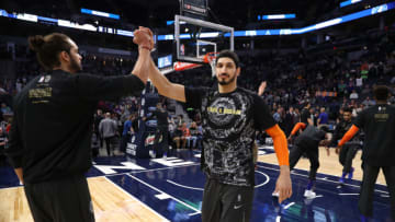 MINNEAPOLIS, MN - JANUARY 12: Enes Kanter #00 of the New York Knicks gets introduced before the game against the Minnesota Timberwolves on January 12, 2018 at Target Center in Minneapolis, Minnesota. NOTE TO USER: User expressly acknowledges and agrees that, by downloading and or using this Photograph, user is consenting to the terms and conditions of the Getty Images License Agreement. Mandatory Copyright Notice: Copyright 2018 NBAE (Photo by Jordan Johnson/NBAE via Getty Images)