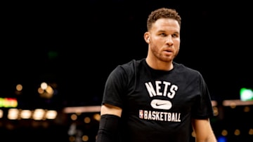 BOSTON, MASSACHUSETTS - NOVEMBER 24: Blake Griffin #2 of the Brooklyn Nets shoots before a game against the Boston Celtics at TD Garden on November 24, 2021 in Boston, Massachusetts. NOTE TO USER: User expressly acknowledges and agrees that, by downloading and or using this photograph, User is consenting to the terms and conditions of the Getty Images License Agreement. (Photo by Maddie Malhotra/Getty Images)