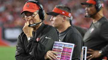 Dec 11, 2016; Tampa, FL, USA; Tampa Bay Buccaneers head coach Dirk Koetter looks on during the second half against the New Orleans Saints at Raymond James Stadium. Mandatory Credit: Jonathan Dyer-USA TODAY Sports