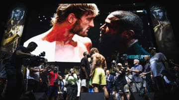 Floyd Mayweather vs. Logan Paul - Official Weigh In (Photo by Amanda Westcott/SHOWTIME)