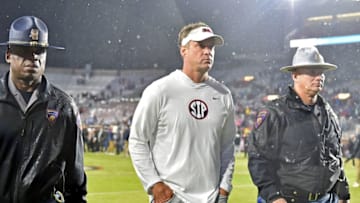 OXFORD, MISSISSIPPI - NOVEMBER 24: Head coach Lane Kiffin of the Mississippi Rebels looks on after the game against the Mississippi State Bulldogs at Vaught-Hemingway Stadium on November 24, 2022 in Oxford, Mississippi. (Photo by Justin Ford/Getty Images)
