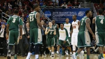 Mar 19, 2015; Louisville, KY, USA; UAB Blazers bench reacts against the Iowa State Cyclones during the second half in the second round of the 2015 NCAA Tournament at KFC Yum! Center. Mandatory Credit: Brian Spurlock-USA TODAY Sports