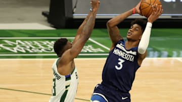 Jaden McDaniels of the Minnesota Timberwolves. (Photo by Stacy Revere/Getty Images)