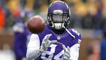 Dec 6, 2015; Minneapolis, MN, USA; Minnesota Vikings wide receiver Cordarrelle Patterson (84) catches a pass in drills before the game against the Seattle Seahawks at TCF Bank Stadium. Mandatory Credit: Bruce Kluckhohn-USA TODAY Sports