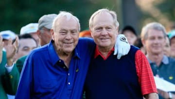 AUGUSTA, GA - APRIL 09: Honorary Starters Arnold Palmer and Jack Nicklaus of the United States wait on the first tee during the first round of the 2015 Masters Tournament at Augusta National Golf Club on April 9, 2015 in Augusta, Georgia. (Photo by Jamie Squire/Getty Images)