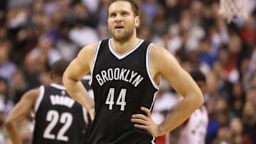 Jan 18, 2016; Toronto, Ontario, CAN; Brooklyn Nets forward Bojan Bogdanovic (44) during their game against the Toronto Raptors at Air Canada Centre. The Raptors beat the Nets 112-100. Mandatory Credit: Tom Szczerbowski-USA TODAY Sports