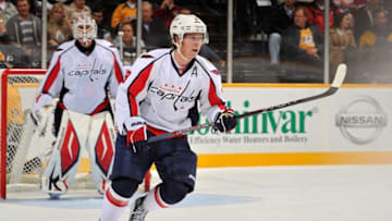 NASHVILLE, TN - NOVEMBER 15: Nicklas Backstrom #19 of the Washington Capitals skates against the Nashville Predators at Bridgestone Arena on November 15, 2011 in Nashville, Tennessee. (Photo by Frederick Breedon/Getty Images)