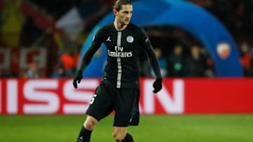 BELGRADE, SERBIA - DECEMBER 11: Adrien Rabiot of Paris Saint-Germain in action during the UEFA Champions League Group C match between Red Star Belgrade and Paris Saint-Germain at Rajko Mitic Stadium on December 11, 2018 in Belgrade, Serbia. (Photo by Srdjan Stevanovic/Getty Images)