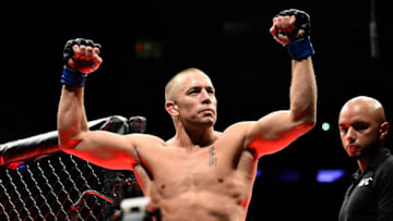 NEW YORK, NY - NOVEMBER 04: Georges St-Pierre of Canada prepares to enter the Octagon prior to facing Michael Bisping of England in their UFC middleweight championship bout during the UFC 217 event inside Madison Square Garden on November 4, 2017 in New York City. (Photo by Jeff Bottari/Zuffa LLC/Zuffa LLC via Getty Images)