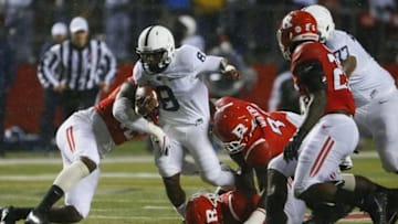 Nov 19, 2016; Piscataway, NJ, USA; Penn State Nittany Lions running back Mark Allen (8) rushes against Rutgers Scarlet Knights during second half at High Points Solutions Stadium. Mandatory Credit: Noah K. Murray-USA TODAY Sports