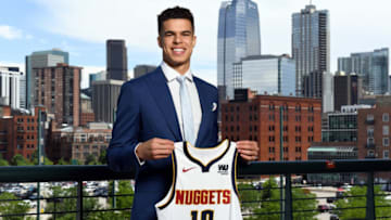 DENVER, CO - JUNE 22: Denver Nuggets draft pick, Michael Porter Jr., poses for a photo during a press conference on June 22, 2018 at the Pepsi Center in Denver, Colorado. NOTE TO USER: User expressly acknowledges and agrees that, by downloading and/or using this photograph, user is consenting to the terms and conditions of the Getty Images License Agreement. Mandatory Copyright Notice: Copyright 2018 NBAE (Photo by Garrett Ellwood/NBAE via Getty Images)